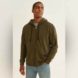 Men's Dark Green Zip-Up Hoodie
